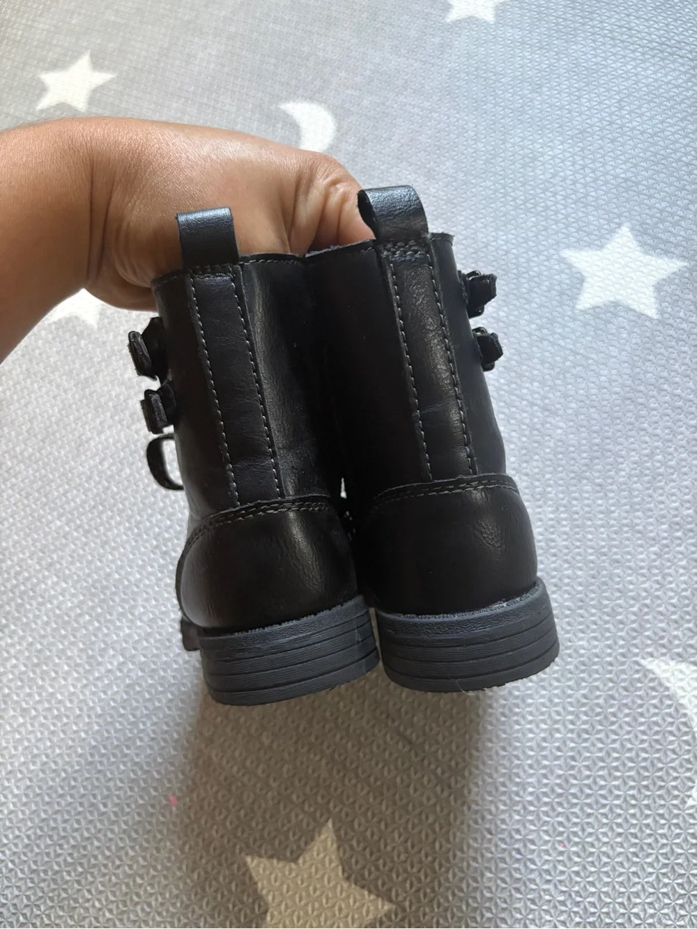Carter's Black Girls' Lace-Up Ankle Boots with Buckle Straps